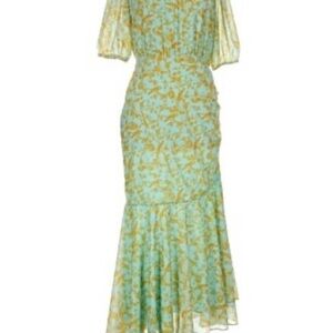 Sachin + Babi Floral Maxi Dress in Green and Gold